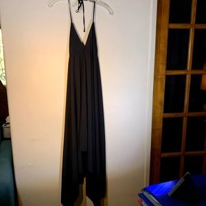 old navy black long dress longer on the sides shorter in the center of front szS